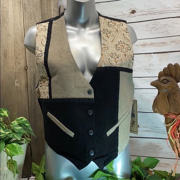Katch Me Retro NWT BoHo Vintage Biker Cowboy Rancher Suede Leather Vest L Q - Picture 1 of 8